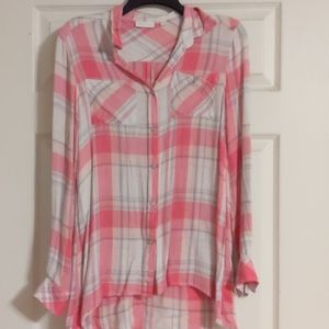 New York and Company plaid flannel tunic s hi lo
